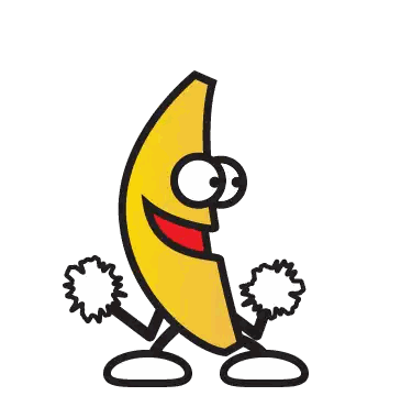 Banana with Arms and Legs Holding Pom Poms