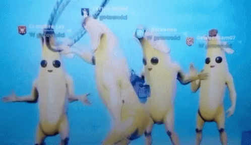 Bananas Dancing in Front of Blue Screen
