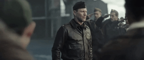Band Of Brothers Aaron Eckhart Saluting GIF