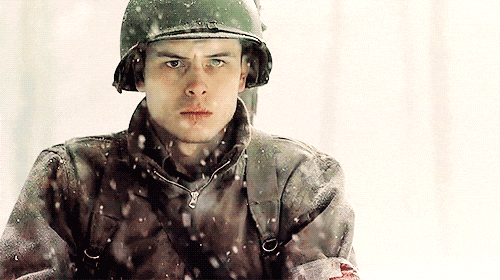 Band Of Brothers Eugene Roe Standing Through Snow GIF