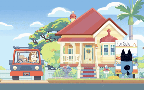 Bandit Bluey Lifting For Sale Sign GIF