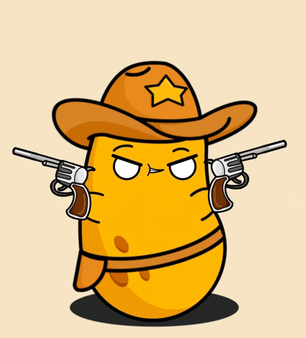 Bang Cute Potato Cowboy Firing Guns GIF