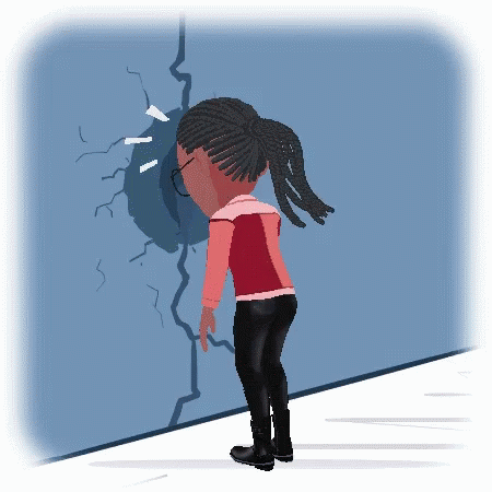Animated Girl Bangs Head Against Wall GIF