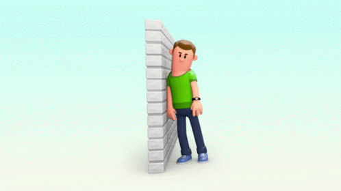 Frustrated Cartoon Man Bangs Head Against Wall GIF