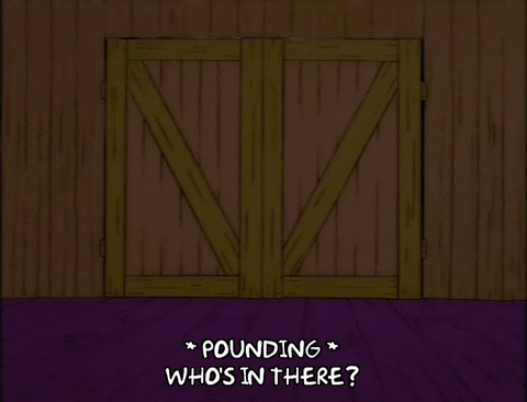 Banging Farmhouse Door Who's In There GIF