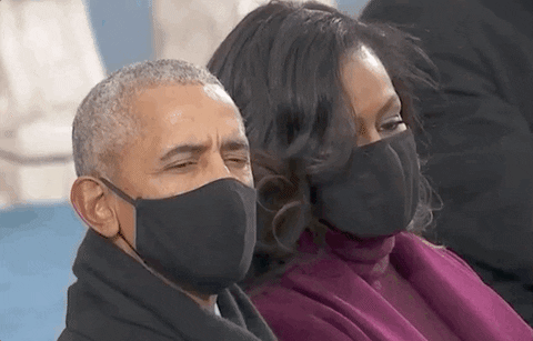 Barack And Michelle Obama Wearing Face Mask GIF