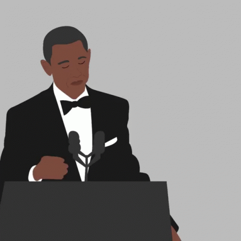 Barack Obama Hand On Mouth At Podium GIF