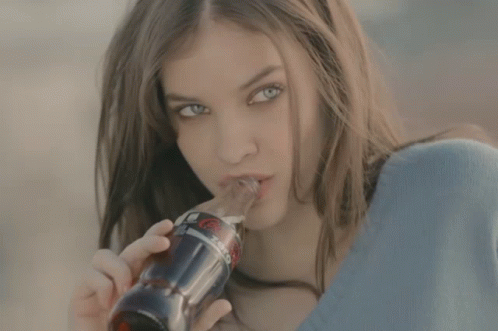 Barbara Palvin Drinking Coca Cola GIF
