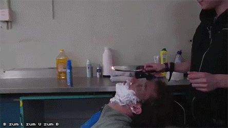 Barber On Fire Trick GIF