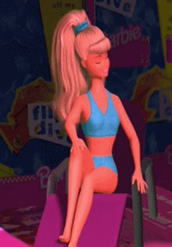 Barbie Doll in Blue Bikini Sitting