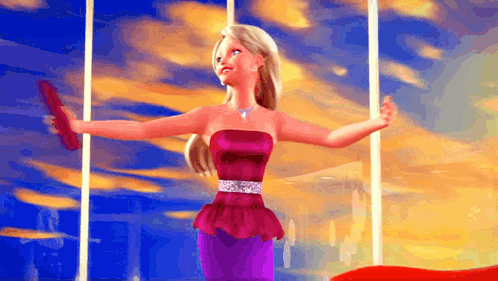 Barbie Doll in Pink and Purple Dress