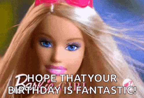 Barbie in Pink Hat and Sunglasses Says Hope Your Birthday Fantastic
