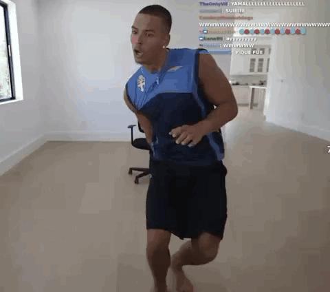 Barefoot Man Running In Empty Room GIF