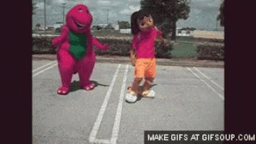Barney Dance Showdown With Dora GIF