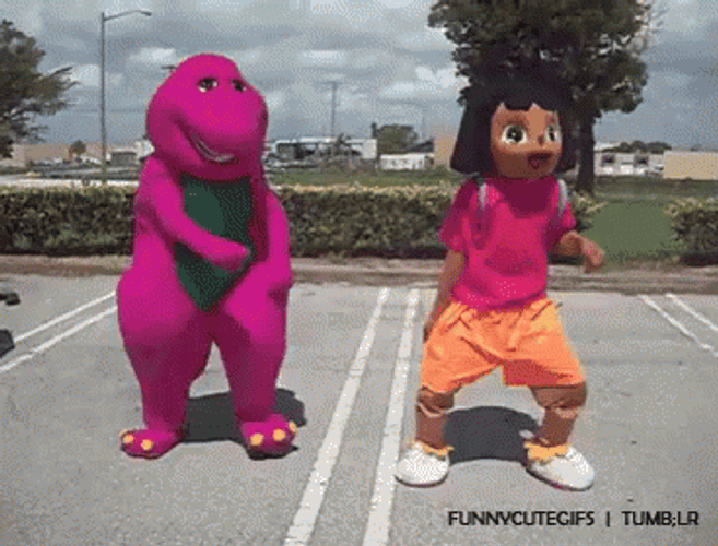 Barney Dancing With Dora GIF
