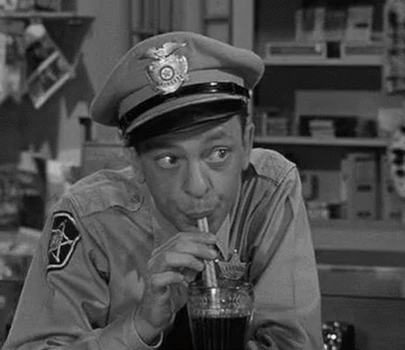 Barney Fife Sipping Drink GIF