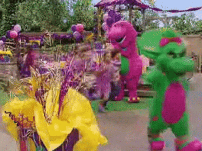 Barney Jumping On The Park GIF