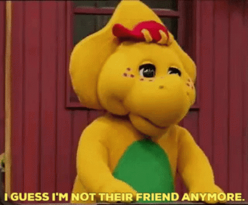Barney Mascot Says I Guess I'm Not Their Friend Anymore
