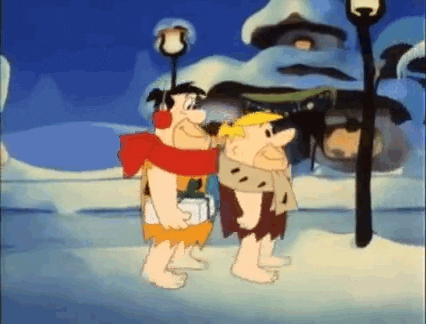 Barney Rubble Flintstone Car Christmas GIF