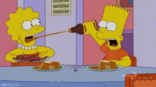 Bart and Lisa Simpson Drinking from Bottle