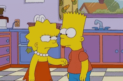Bart and Lisa Simpson in Kitchen