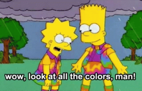 Bart and Lisa Simpson Standing in Rain With Wow Look at All the Colors Man