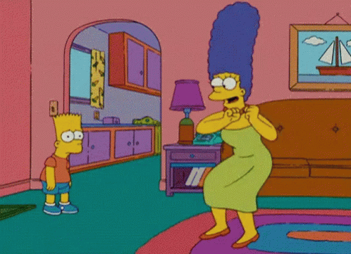 Bart And Marge Simpson Standing In Living Room GIF