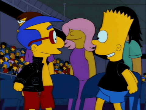 Bart and Milhouse Simpson Facing Crowd