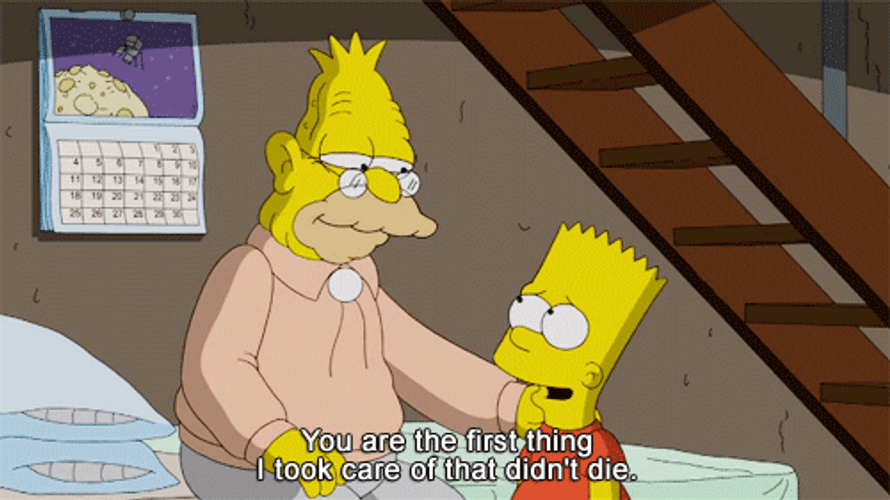 Bart Saying Sweet Things To Grandpa Simpson GIF