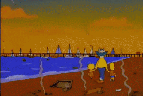 Bart Simpson And His Family Are Walking On The Beach GIF