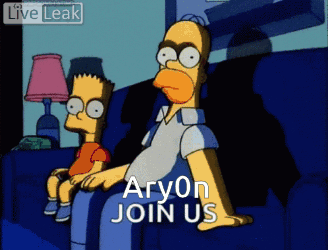 Bart Simpson And Homer Simpson Are Sitting On A Couch With The Words Aryon Join Us GIF