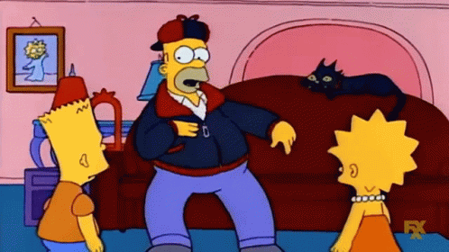 Bart Simpson And Lisa Simpson Are Standing Next To Each Other In A Living Room GIF