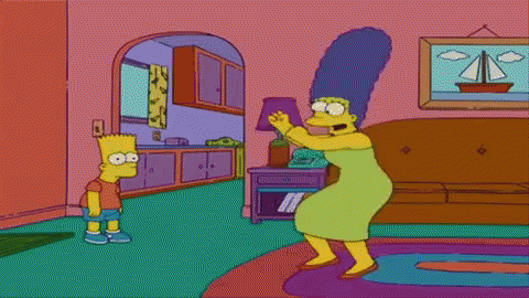 Bart Simpson And Marjorie Simpson Standing In Living Room GIF