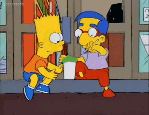 Bart Simpson and Milhouse Simpson Standing Together