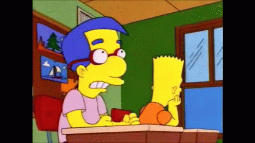 Bart Simpson and Milhouse Simpson Talking in Classroom