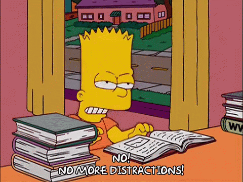 Bart Simpson Distracted While Studying GIF