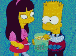 Bart Simpson Feeding Girl Cereal from Jar