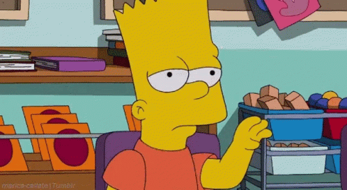 Bart Simpson From The Simpsons Is Sitting In Front Of A Shelf Of Books GIF