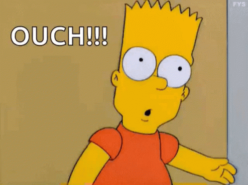 bart simpson from the simpsons is standing in front of a wall and saying ouch !