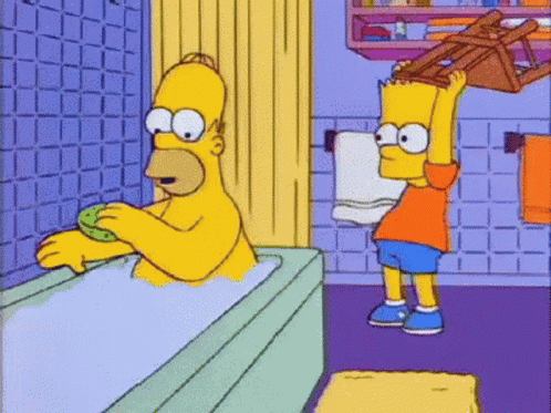 Bart Simpson Hit Homer Simpson With Chair GIF
