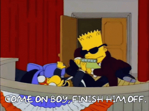 Bart Simpson Holding Book Saying Come On Boy Finish Him Off