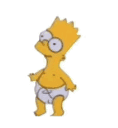 Bart Simpson In A Diaper Is Surrounded By Green And Yellow Leaves GIF