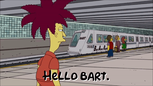 Bart Simpson in Front of Train With Bart
