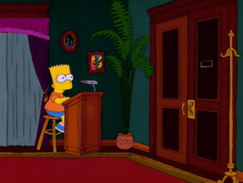 Bart Simpson Is Giving A Speech In Front Of A Podium With The Number 2222 On It GIF