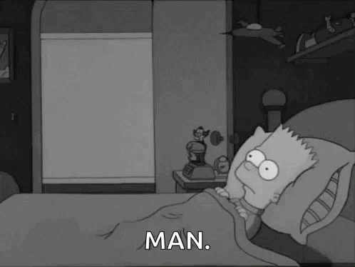 Bart Simpson Is Laying In Bed With A Pillow And A Blanket . GIF