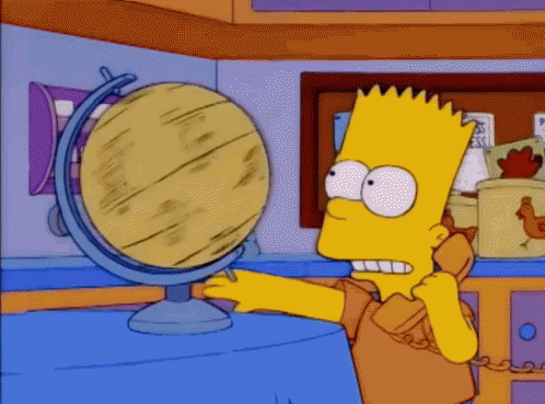 Bart Simpson Is Looking At A Globe While Talking On A Phone GIF