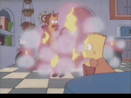 Bart Simpson Is Sitting In Front Of A Flaming Monkey GIF