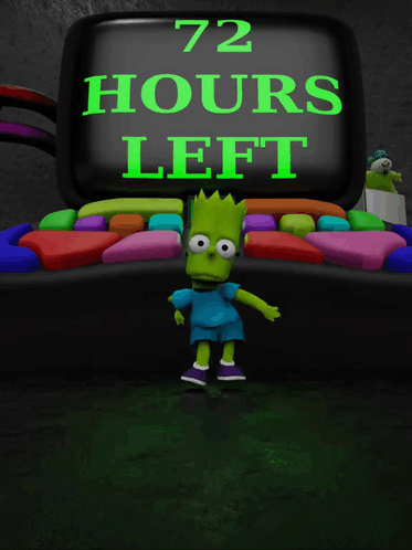 Bart Simpson Is Standing In Front Of A Computer Screen That Says 72 Hours Left GIF