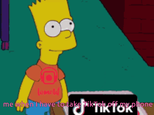Bart Simpson Is Standing In Front Of A Tiktok Sign GIF