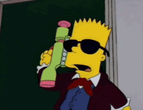 Bart Simpson Is Wearing Sunglasses And Holding A Green Object GIF